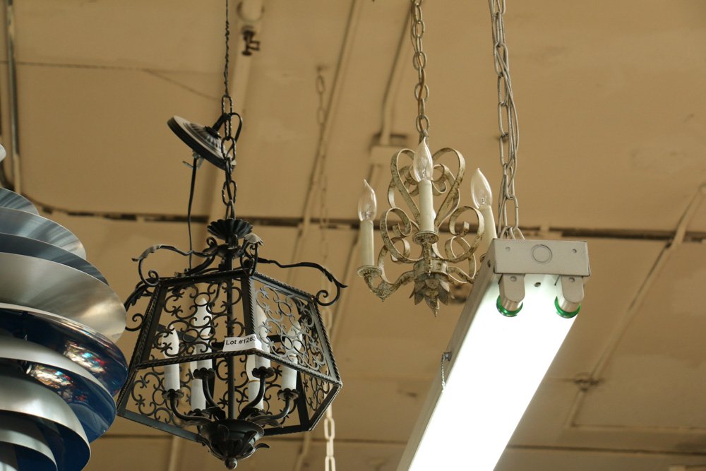 Two small metal entry light fixtures, one black (1 of 3)