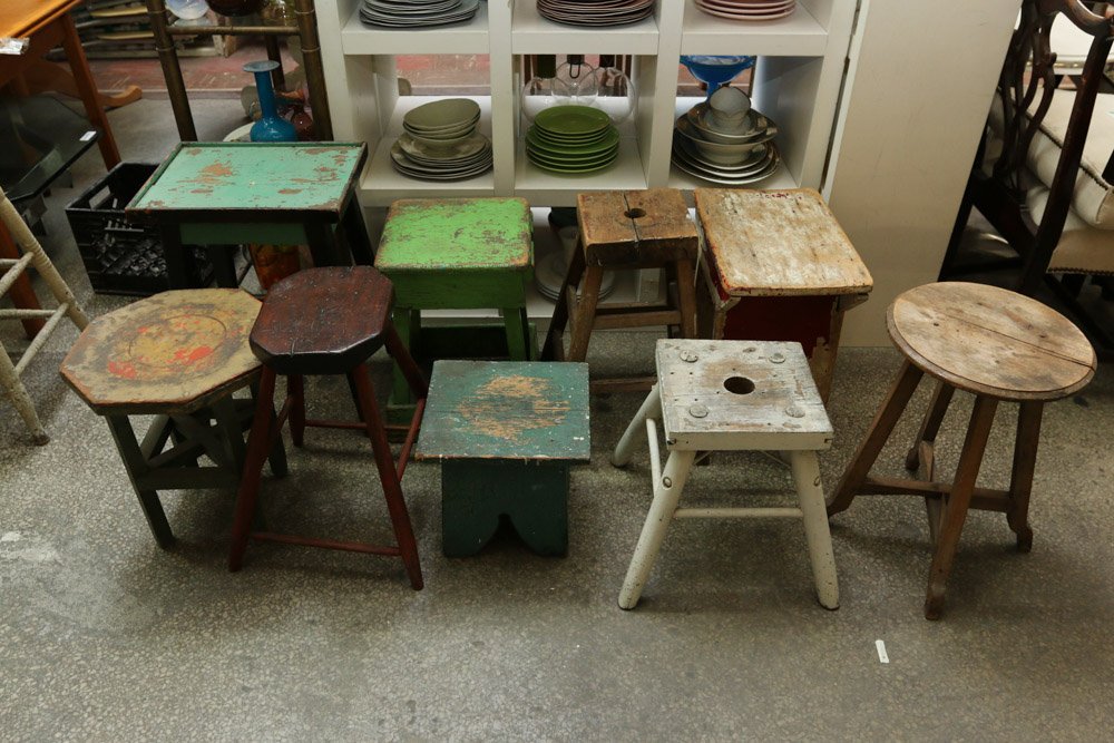 Nine vintage assorted small stools and side (1 of 5)