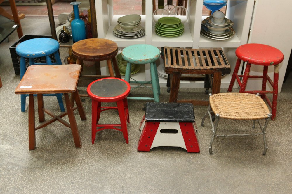 Nine assorted vintage and contemporary stools and (1 of 5)