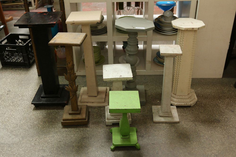 Eight assorted painted pedestals various styles (1 of 9)