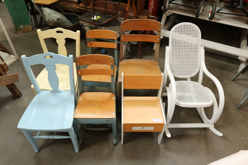 Seven assorted children's chairs incl wooden and (1 of 6)