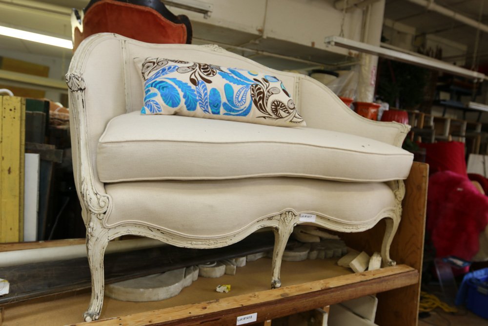 French style settee with linen upholstery (1 of 6)