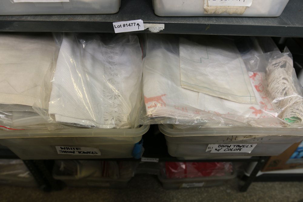 Grouping of white and show towels with color. (1 of 7)