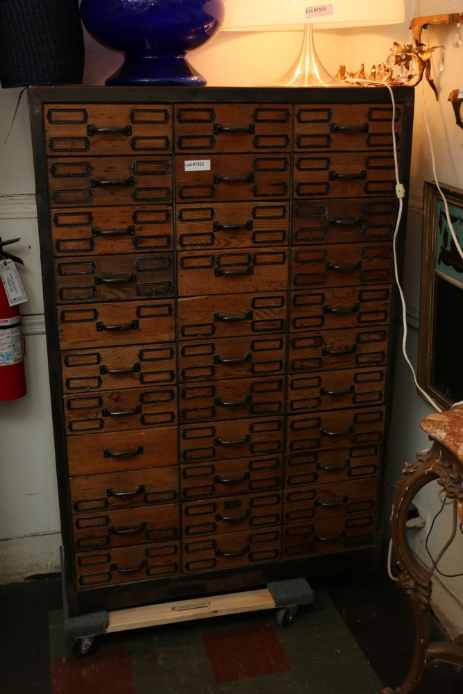 Industrial steel and wood specimen or apothecary (1 of 4)