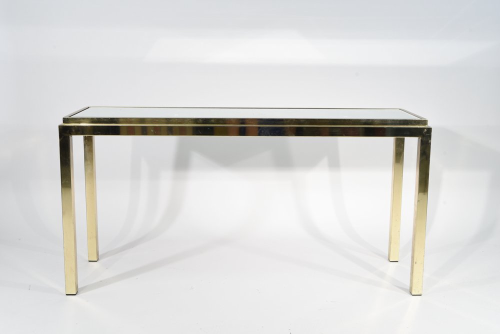 BRASS & GLASS CONSOLE TABLE C.1960s-70s (1 of 6)