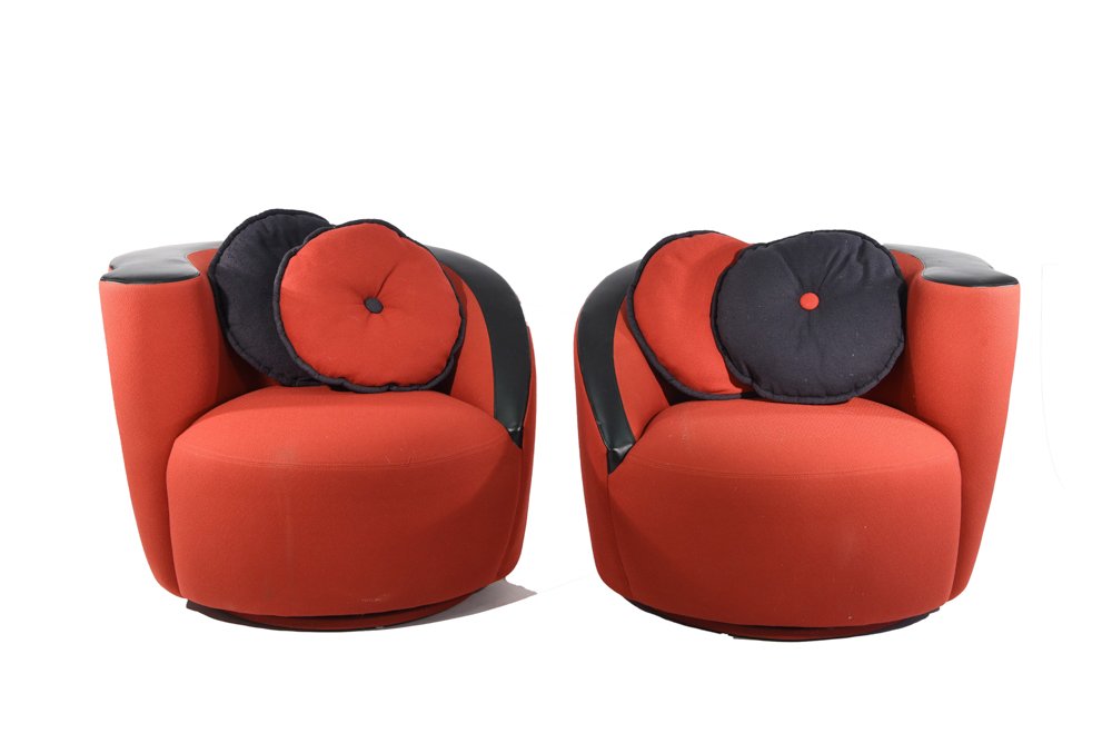 (2) VLADIMIR KAGAN RED/BLACK NAUTILUS CHAIRS (1 of 8)