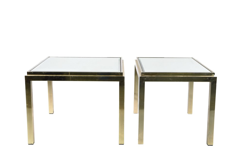 BRASS AND MIRROR TOP END TABLES (1 of 7)