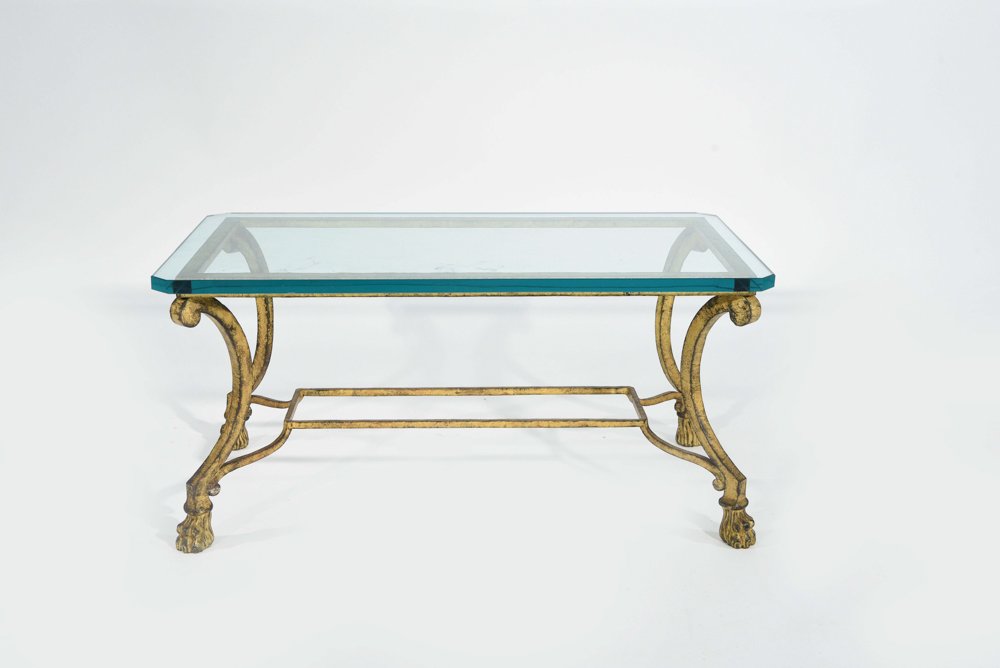 GILT IRON & GLASS COFFEE OR OCCASIONAL TABLE (1 of 6)