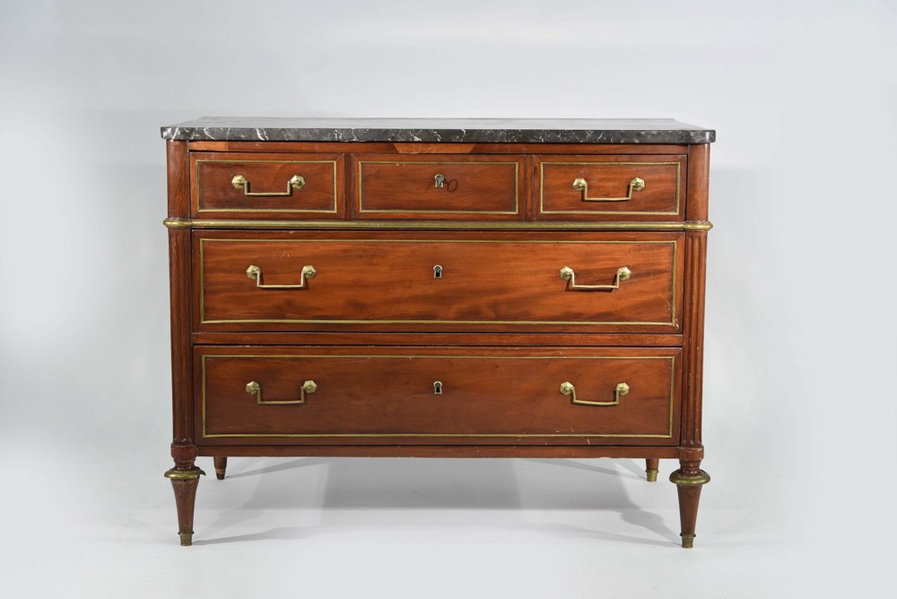 FRENCH MARBLE TOP CHEST OF DRAWERS (1 of 7)