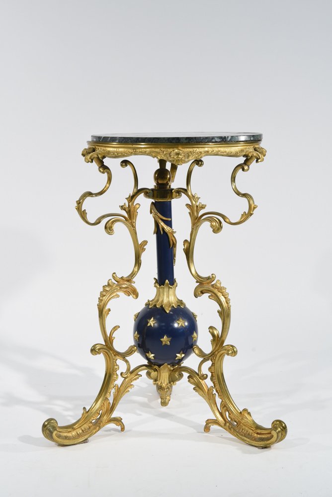 LOUIS XVI STYLE GILT BRASS & MARBLE TABLE (1 of 9)