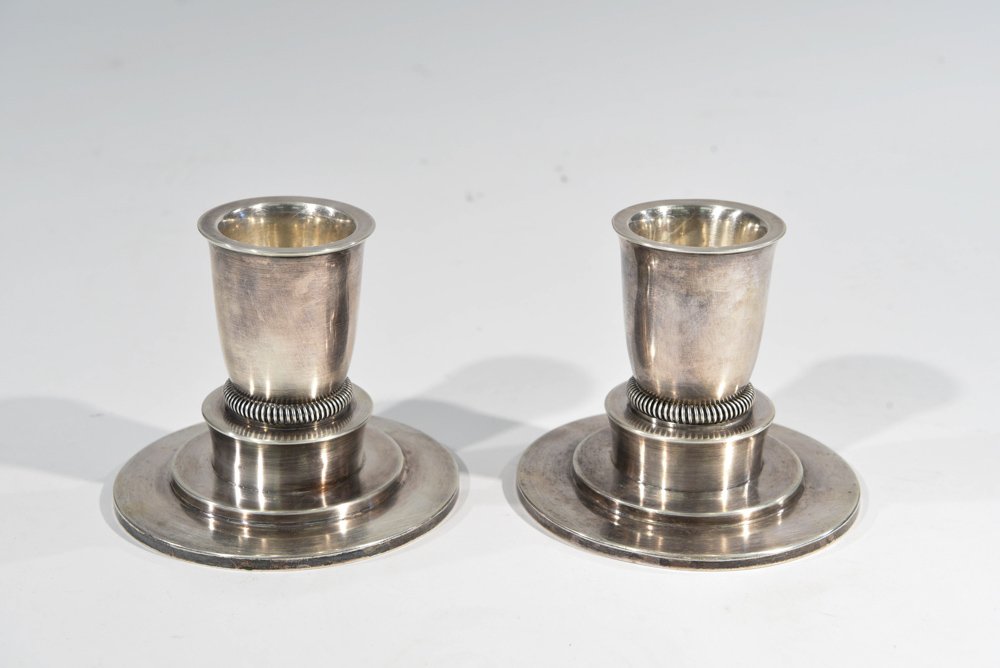 BRATLAND DANISH STERLING CANDLE HOLDERS PAIR (1 of 6)