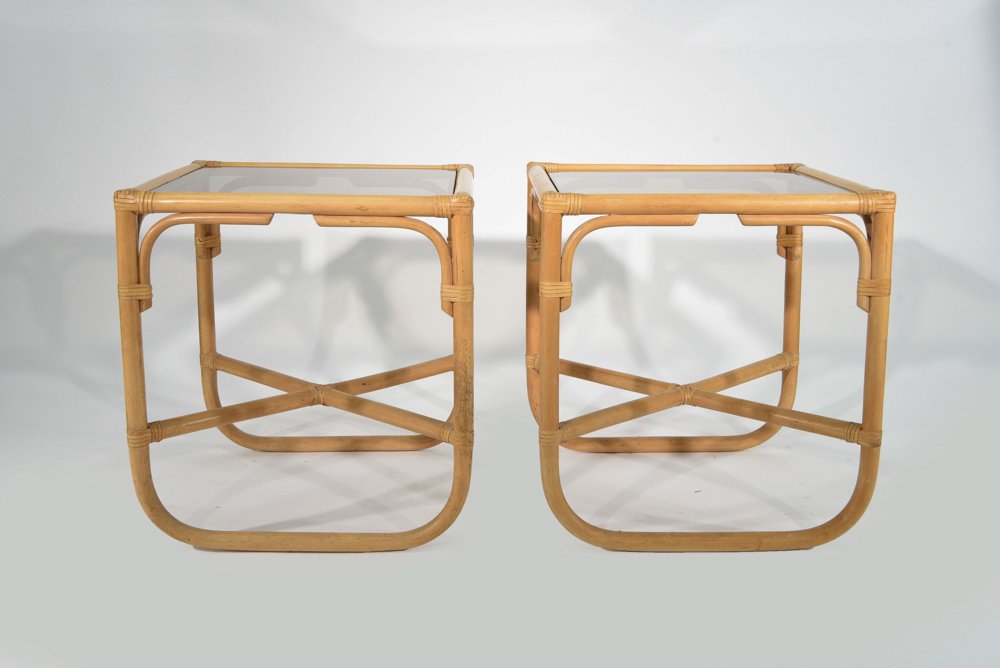 PAIR OF MID-CENTURY BAMBOO SIDE TABLES (1 of 7)
