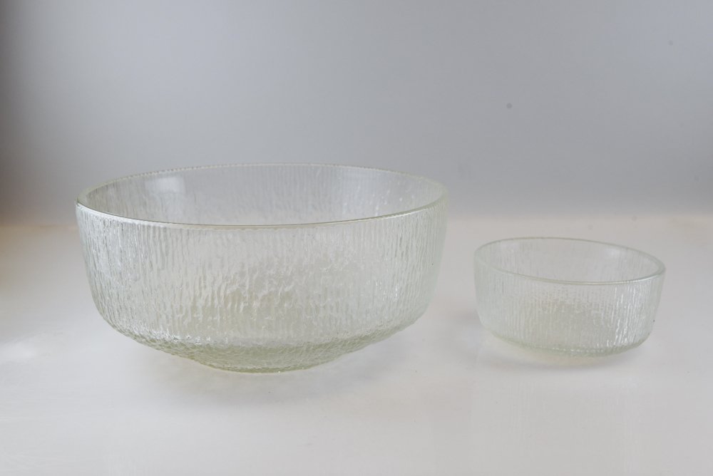 TAPIO WIRKKALA FINNISH GLASS BOWLS: Dimensions: (largest bowl): H 4.5" x D 9.5"
