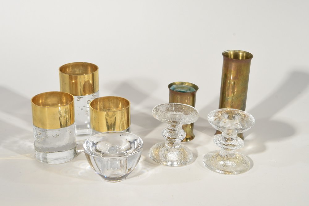 MODERNIST GLASS & BRASS CANDLESTICK GROUPING (1 of 6)