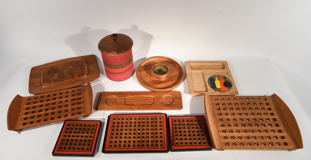 DANISH TEAK TRAY TRIVET ETC GROUPING (1 of 8)