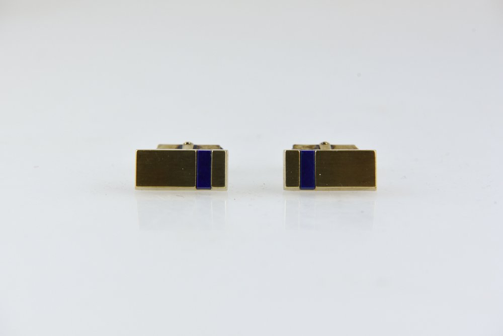 14K GOLD & LAPIS CUFFLINKS (1 of 4)