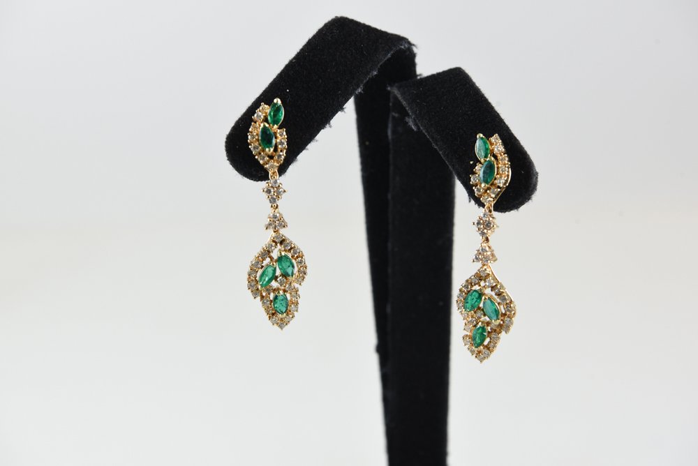 DIAMOND & EMERALD DROP EARRINGS (1 of 5)