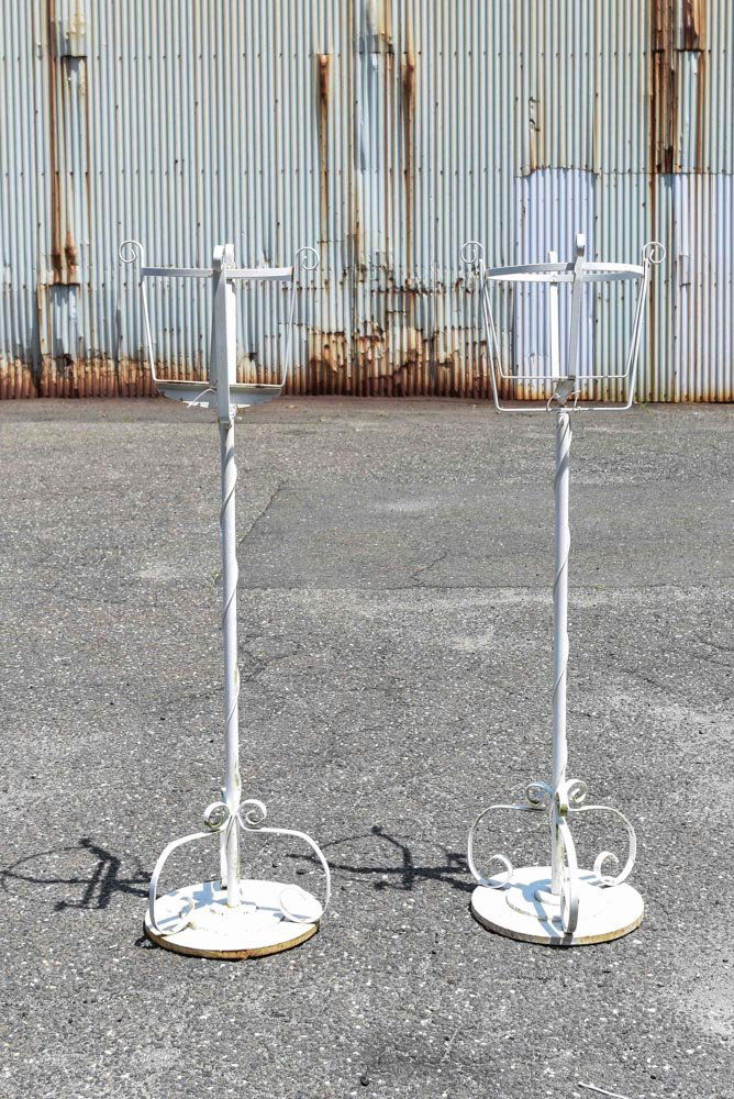 TWO IRON OUTDOOR PLANT STANDS (1 of 9)