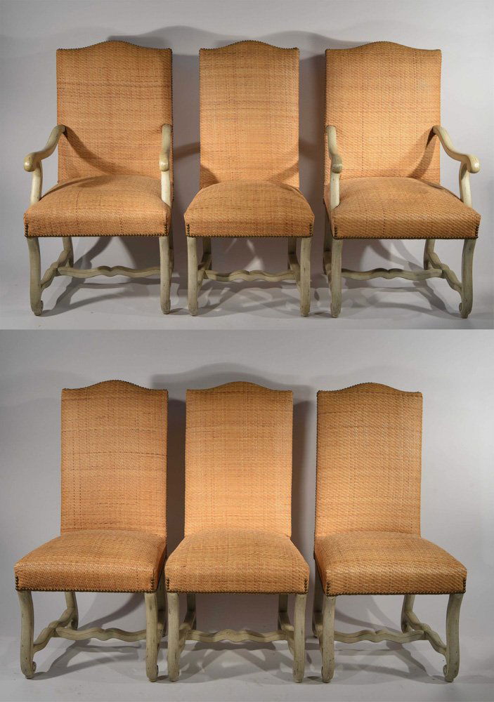 SIX WOOD AND CANE DINING CHAIRS (1 of 10)