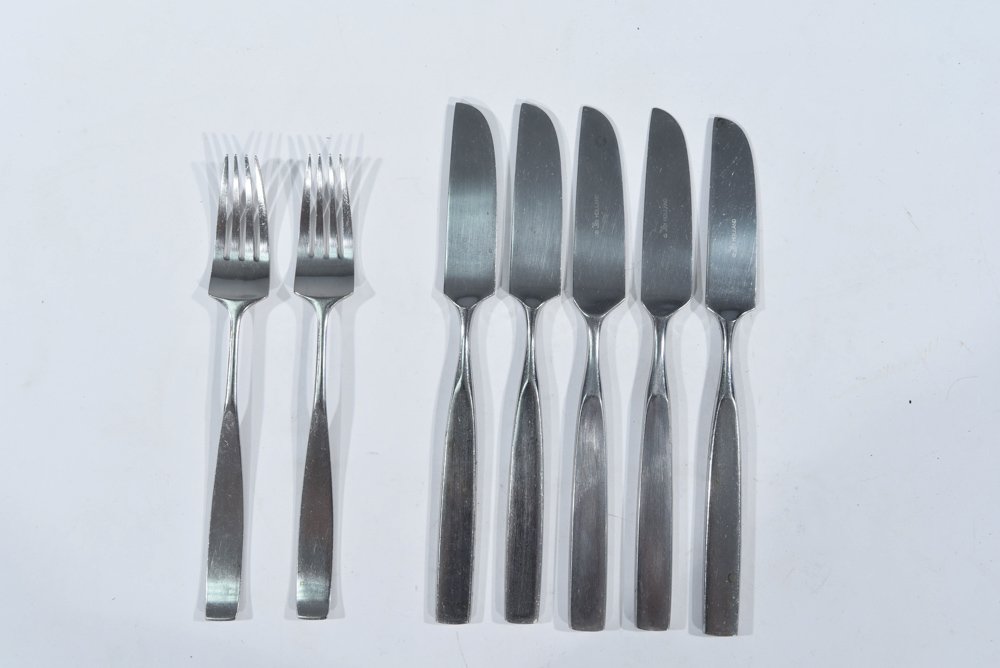 LAUFFER BEDFORD FLATWARE HOLLAND DON WALLANCE: 7 PIECES C.1963