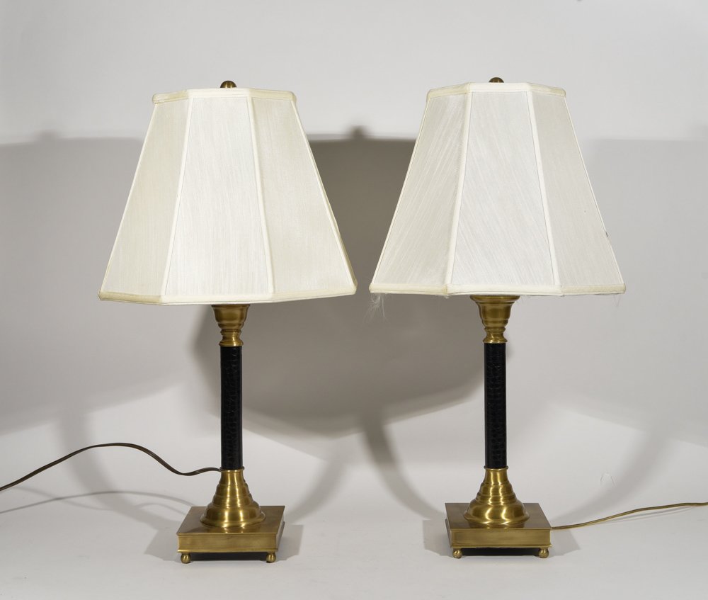 PAIR OF BRASS COLUMN LAMPS (1 of 6)