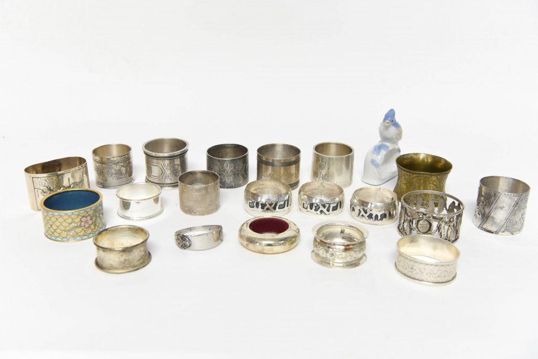 GROUPING OF NAPKIN RINGS INCLUDING STERLING (1 of 10)