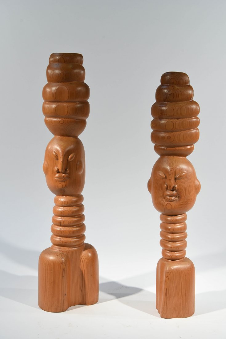 MID-CENTURY CARVED WOODEN HEAD SCULPTURES (1 of 10)