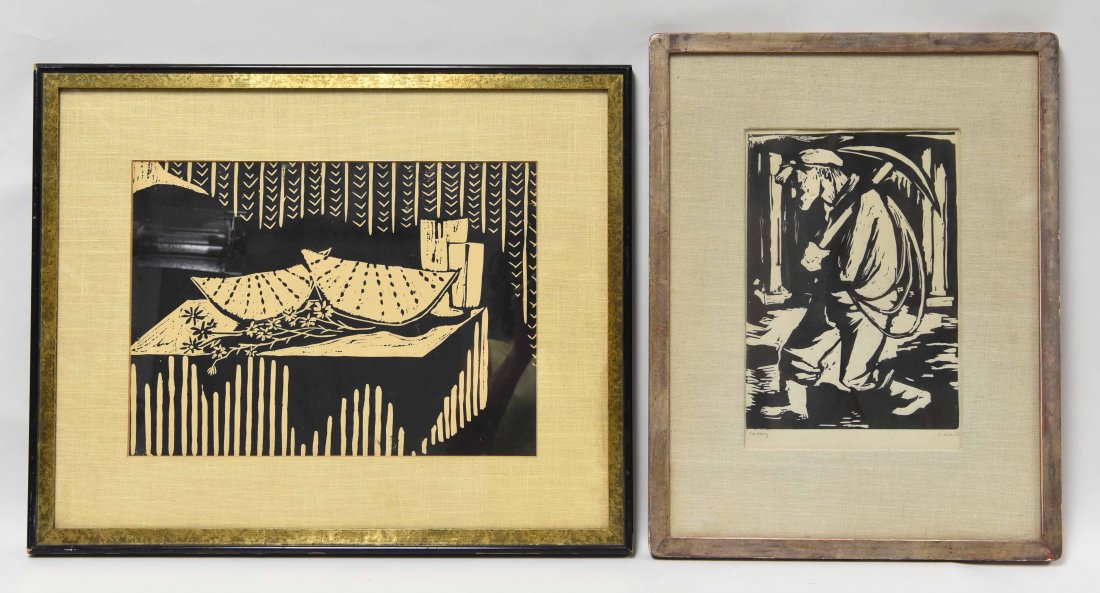 TWO 20TH CENTURY WOODCUT PRINTS (1 of 8)