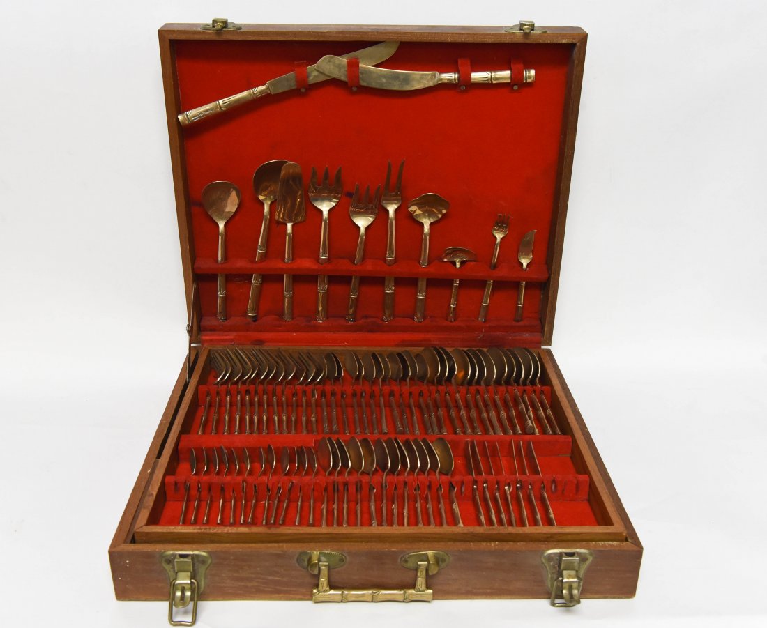 THAI BRASS FAUX BAMBOO FLATWARE (1 of 9)