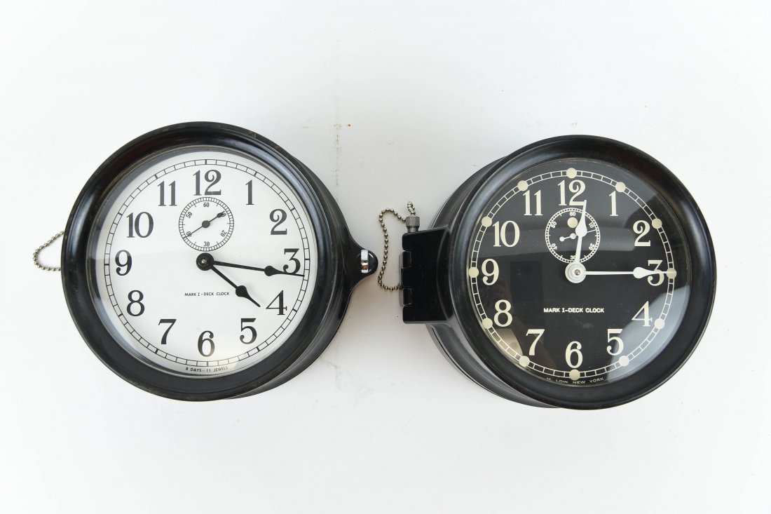 (2) M. LOW MARK I SHIPS DECK CLOCK (1 of 6)