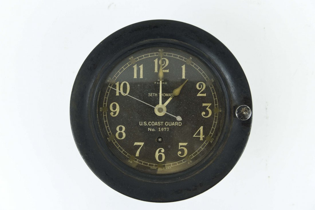 SETH THOMAS U.S. COAST GAURD 12HR SHIPS DECK CLOCK (1 of 4)
