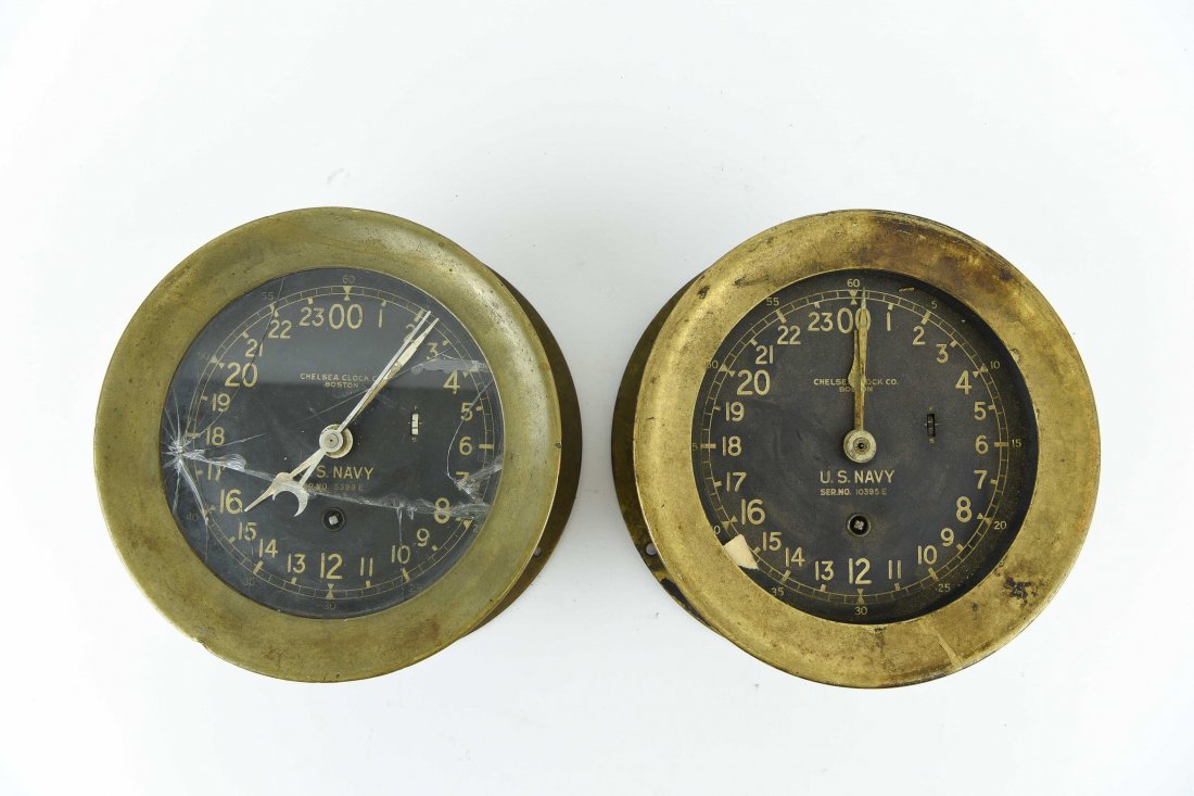 (2) U.S. NAVY CHELSEA 24HR SHIPS DECK CLOCK (1 of 7)