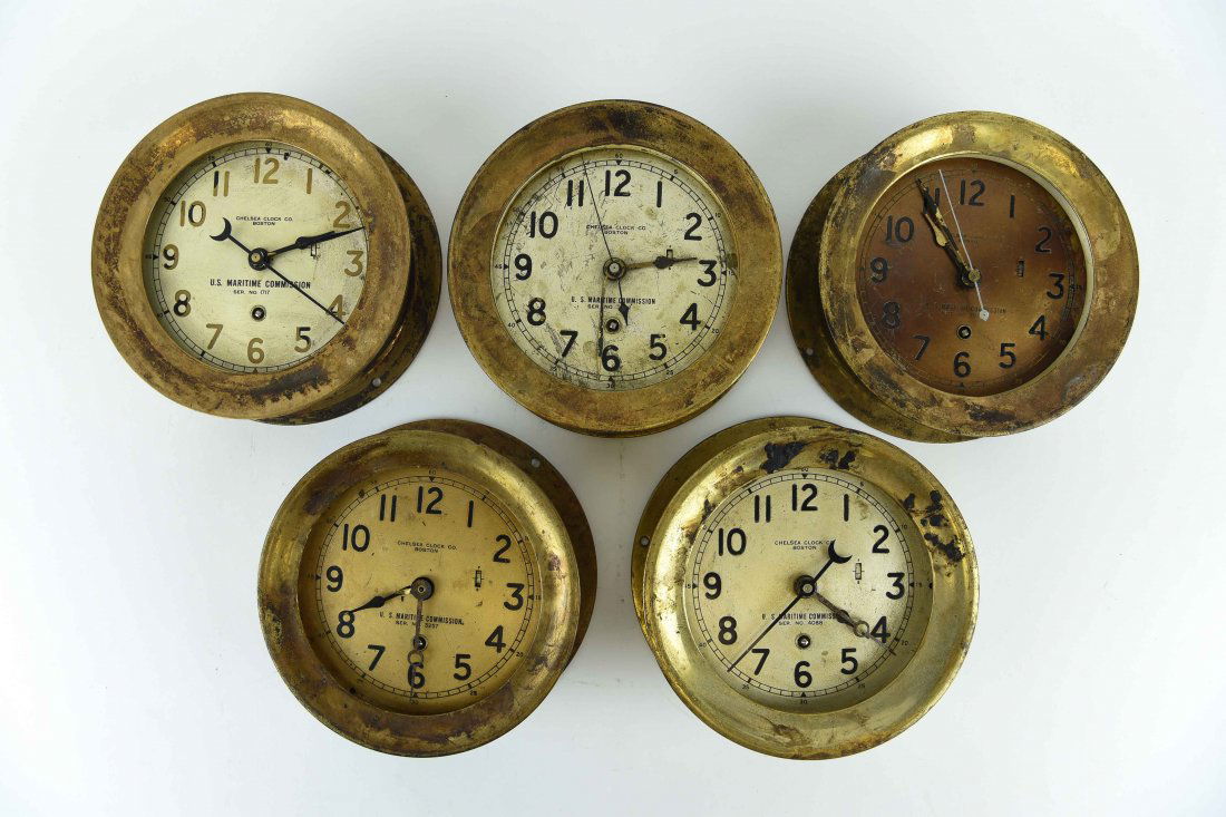 (5) CHELSEA U.S. MARITIME COMM. SHIPS DECK CLOCKS (1 of 8)