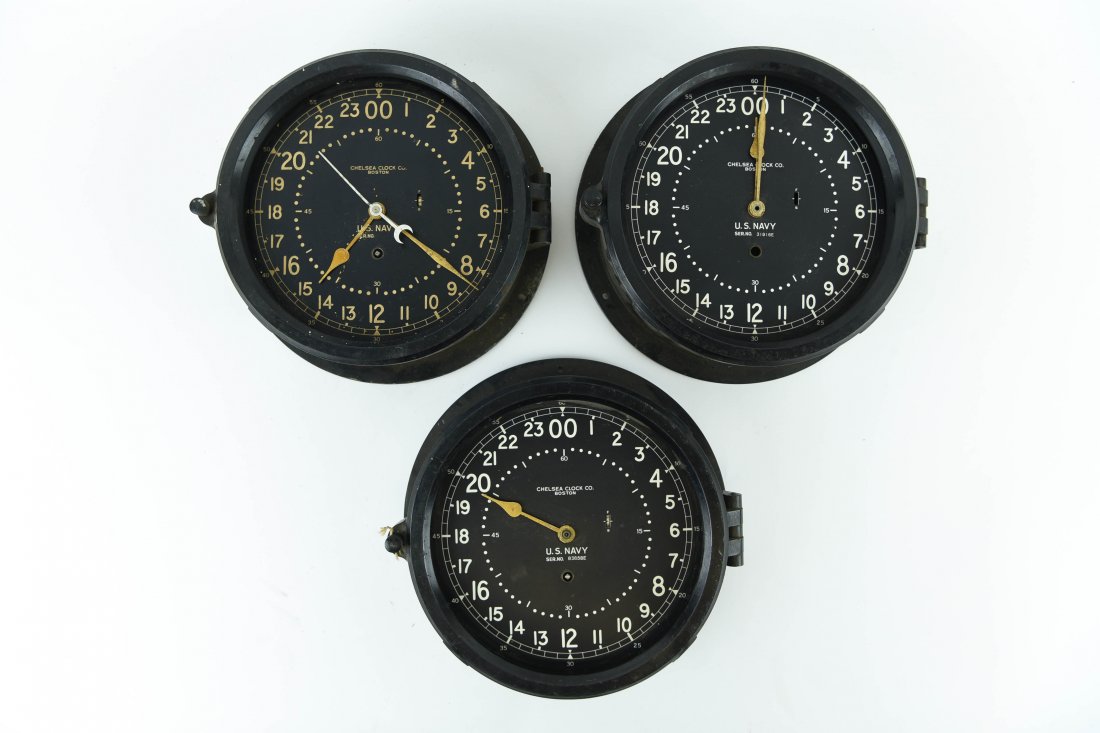 (3) CHELSEA LARGE U.S. NAVY 24HR SHIPS CLOCKS (1 of 6)