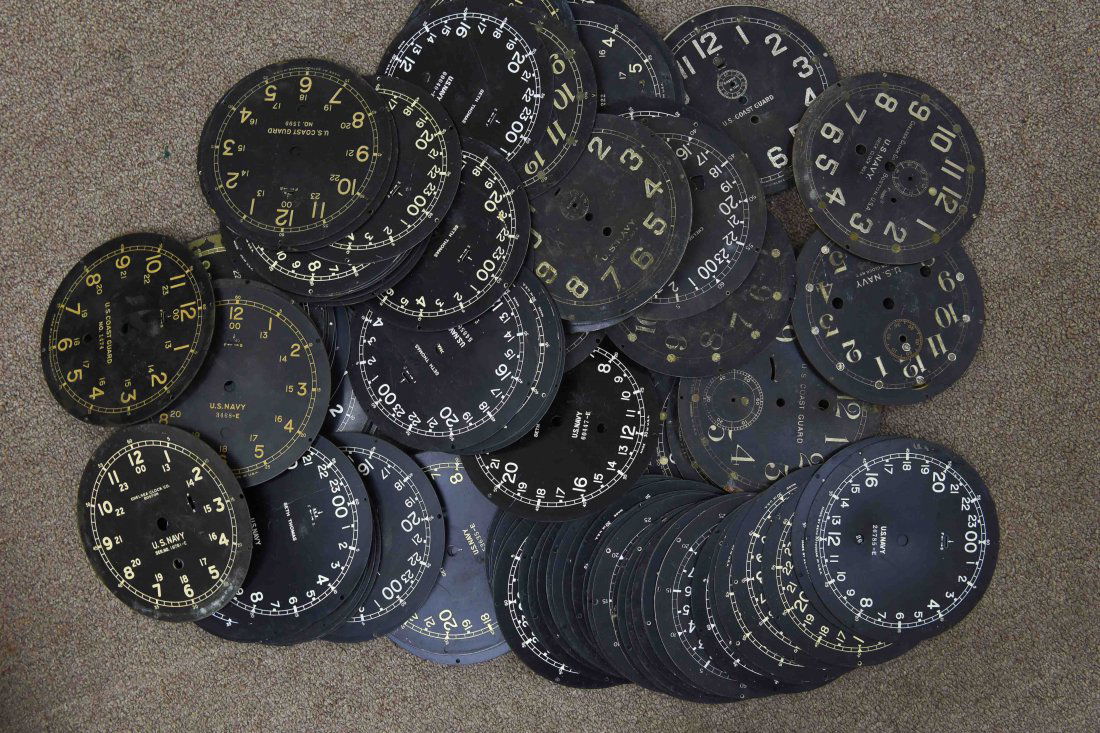 GROUPING OF WWII U.S. NAVY SHIP CLOCK DIAL FACES (1 of 5)