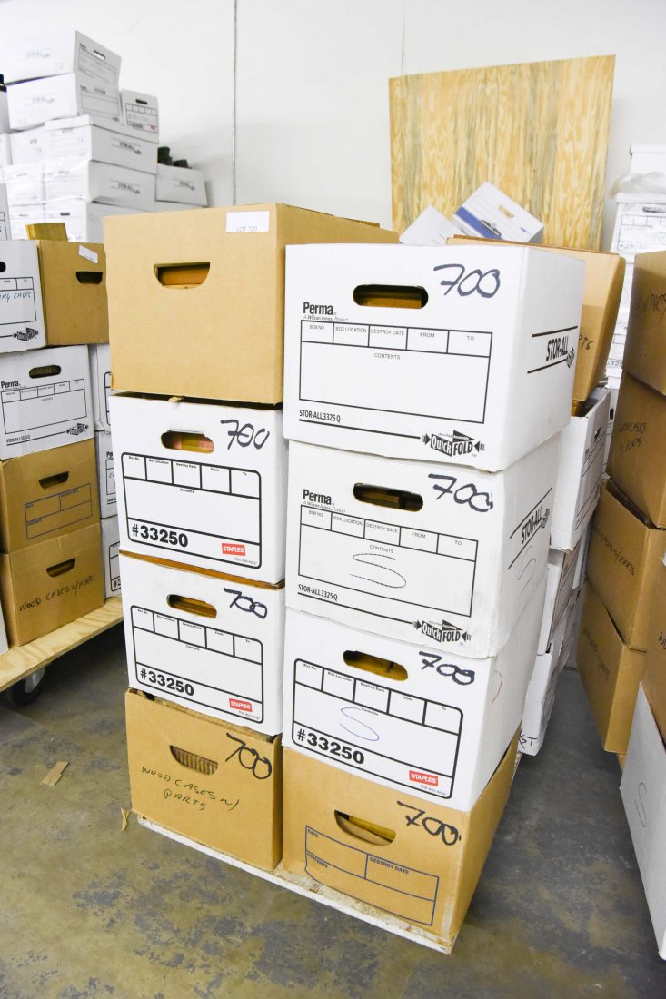 VARIOUS WATCH PARTS IN WOODEN CASES (1 of 4)