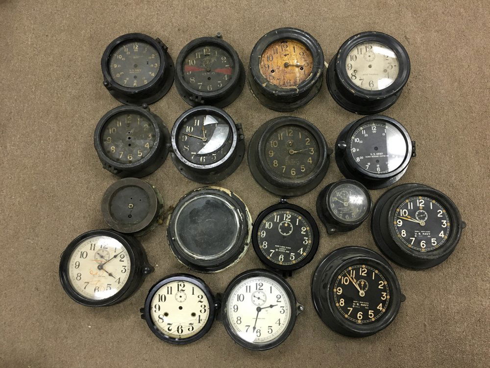 GROUPING OF WWII U.S. NAVY SHIPS DECK CLOCKS (1 of 6)