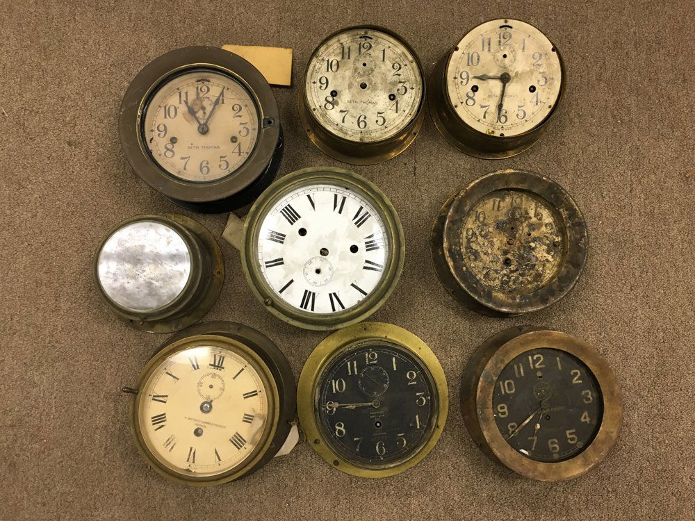 GROUPING OF BRASS CASE SHIPS CLOCKS (1 of 5)