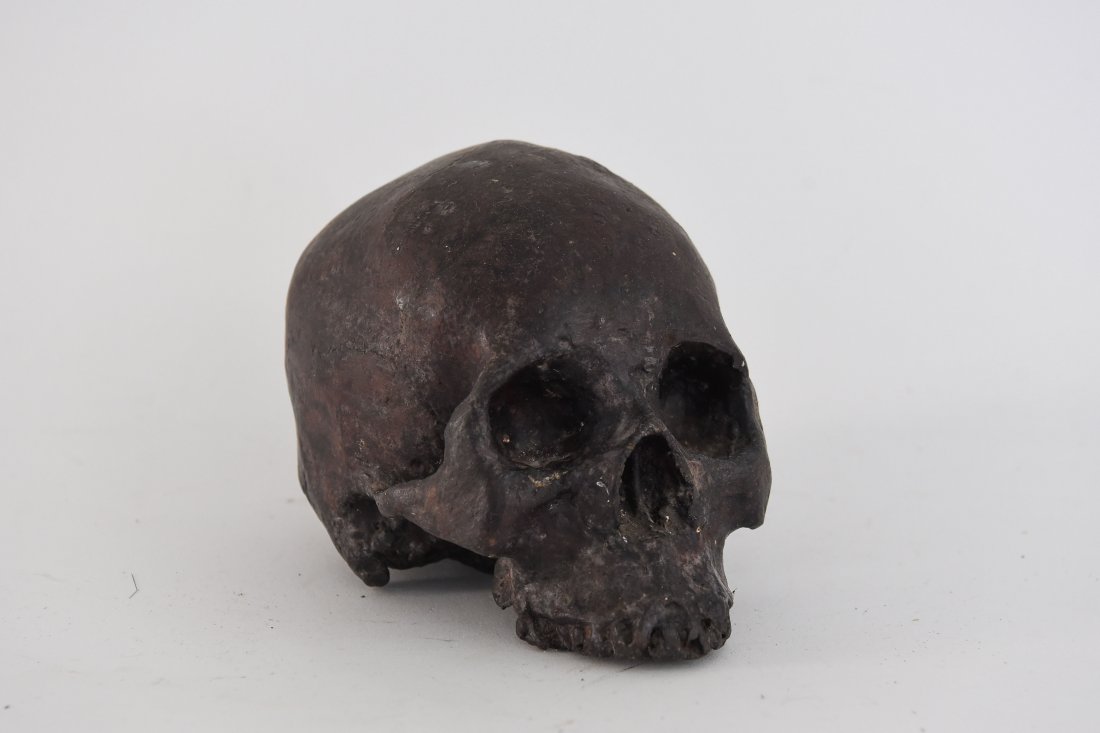BRONZE SCULPTURE OF A HUMAN SKULL (1 of 7)