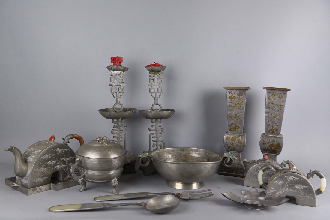 GROUPING OF CHINESE PEWTER (1 of 10)