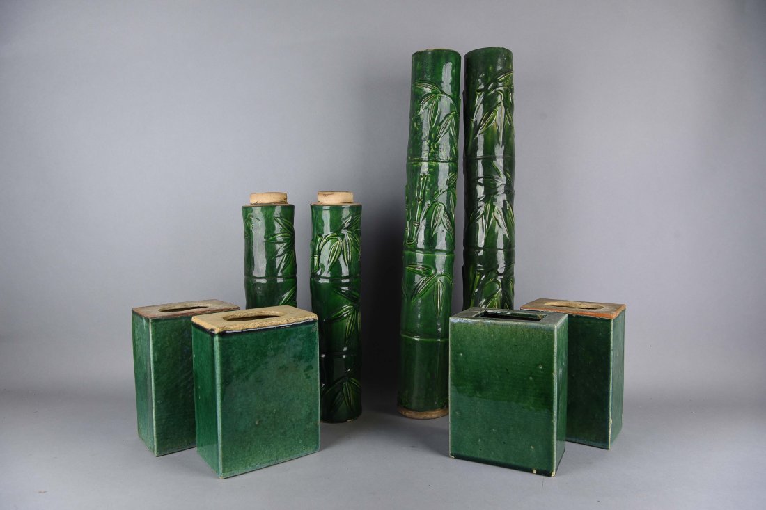 CHINESE GREEN BAMBOO CERAMICS INC VASES (1 of 10)