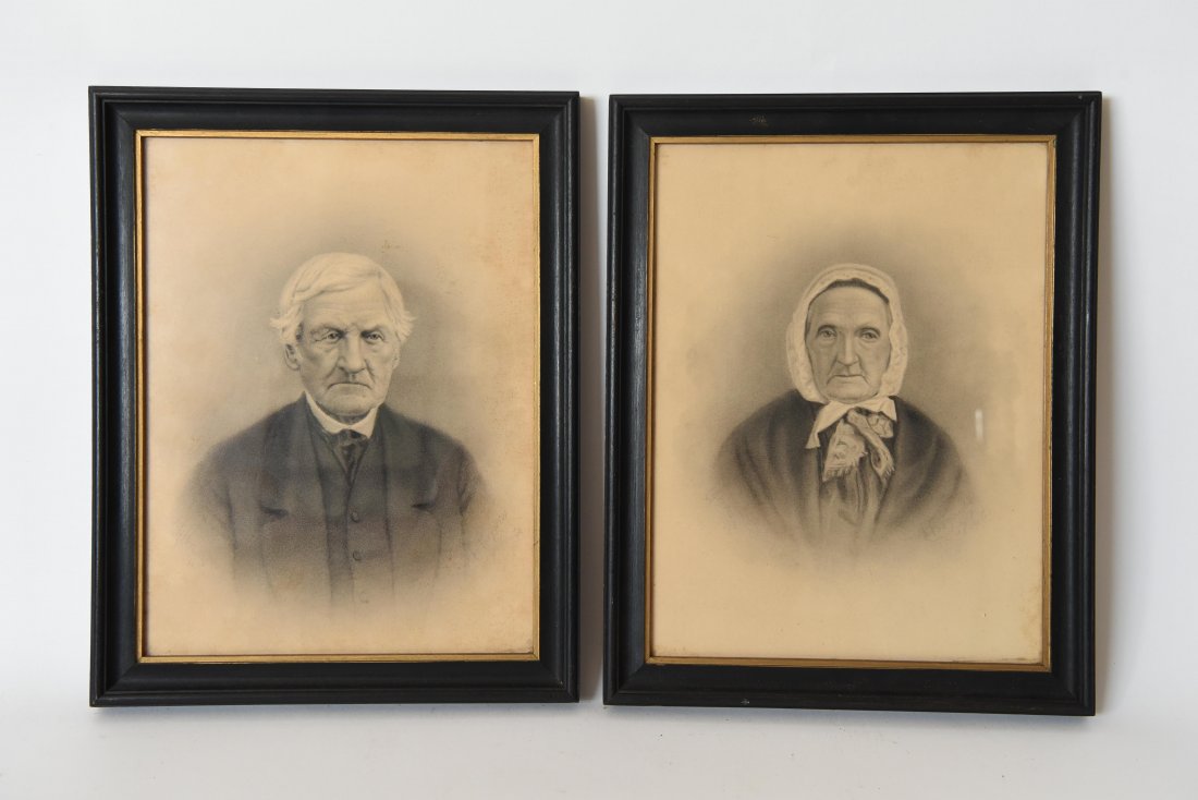 PAIR OF 19TH C. PORTRAIT DRAWINGS (1 of 8)