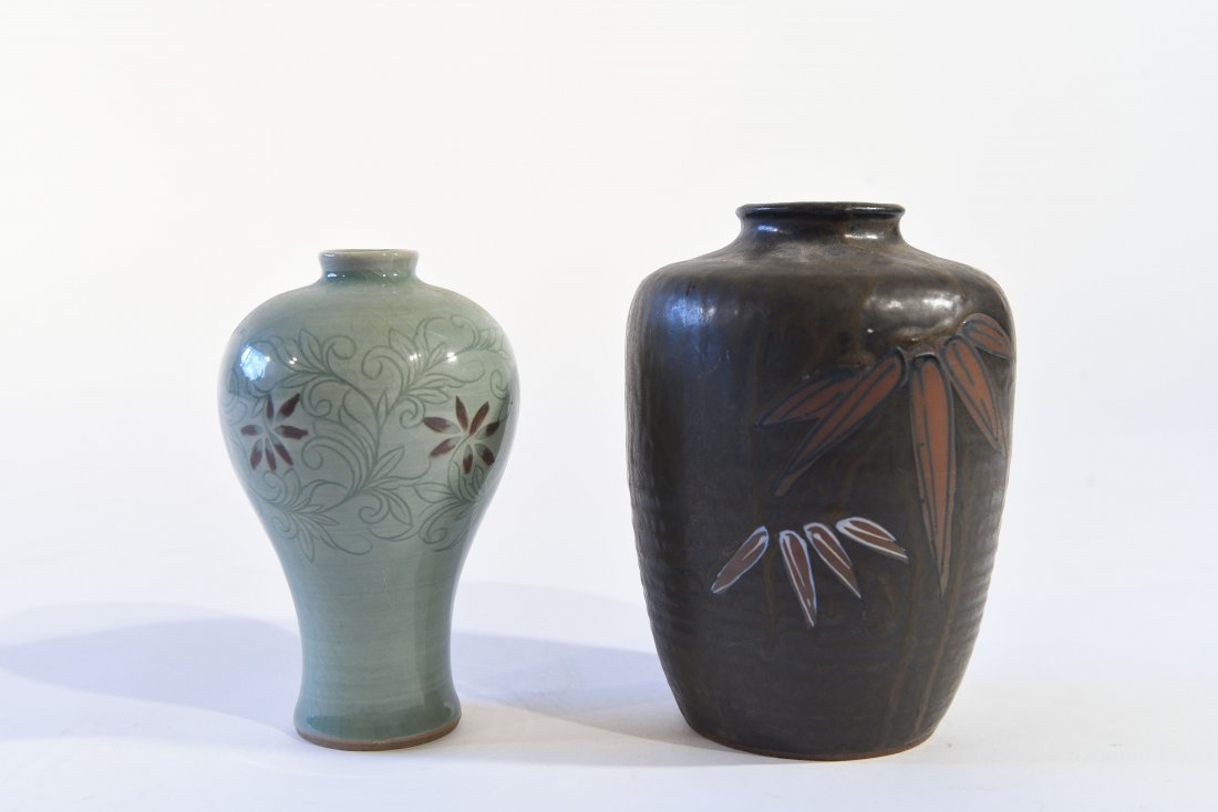 TWO ASIAN CERAMIC VASES (1 of 8)
