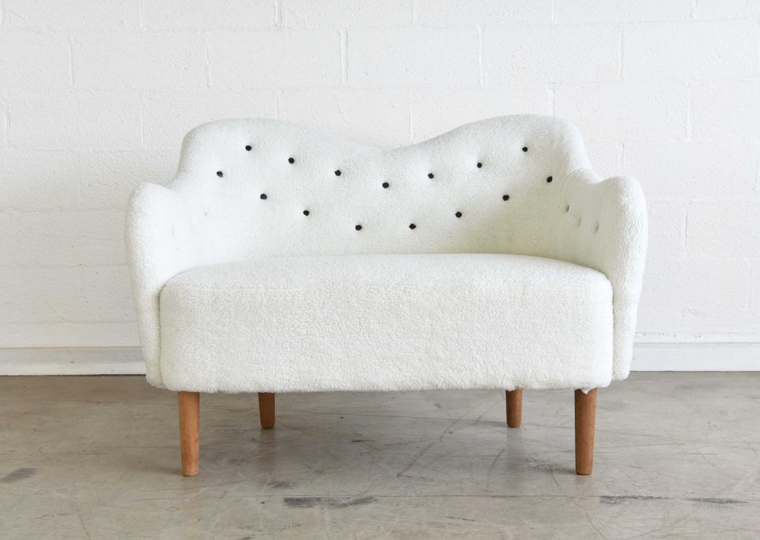 JUHL STYLE DANISH FAUX WOOL SOFA (1 of 8)