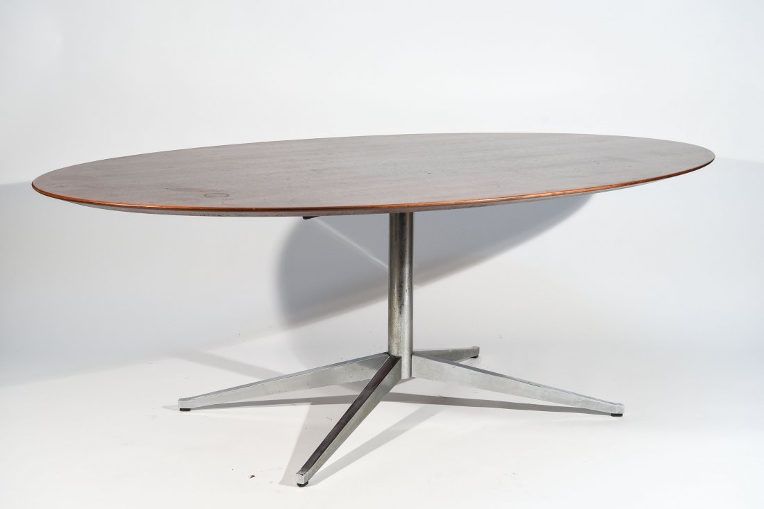 FLORENCE KNOLL STEEL & ROSEWOOD DINING TABLE (1 of 9)