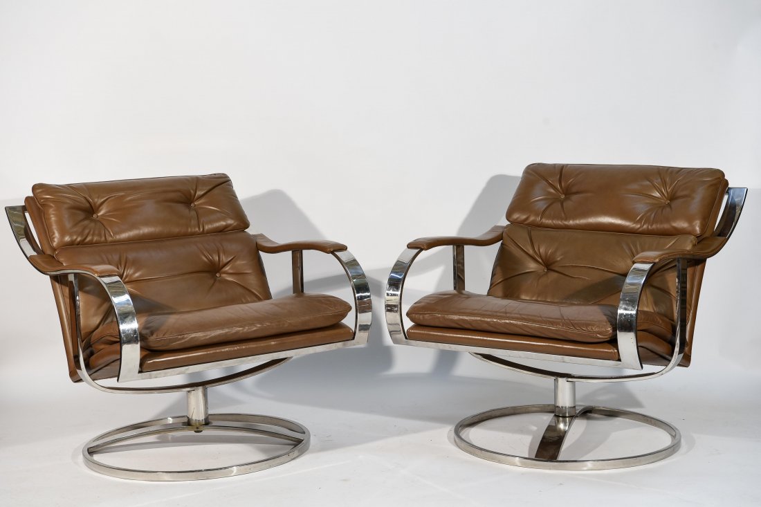 PAIR OF GARDNER LEAVER SWIVEL LOUNGE CHAIRS (1 of 10)