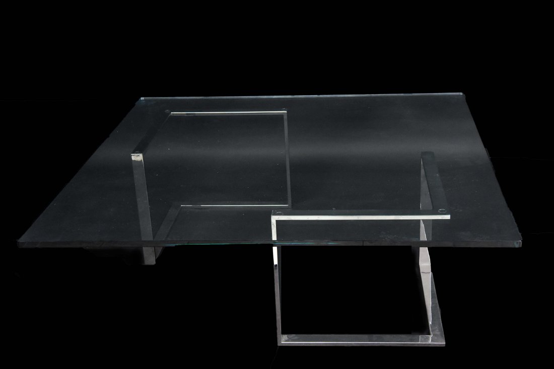 70S GLASS & CHROME COFFEE TABLE (1 of 6)