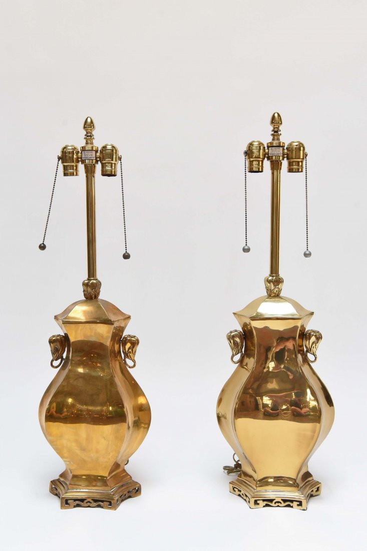 PAIR OF BRASS ASIAN STYLE LAMPS (1 of 8)