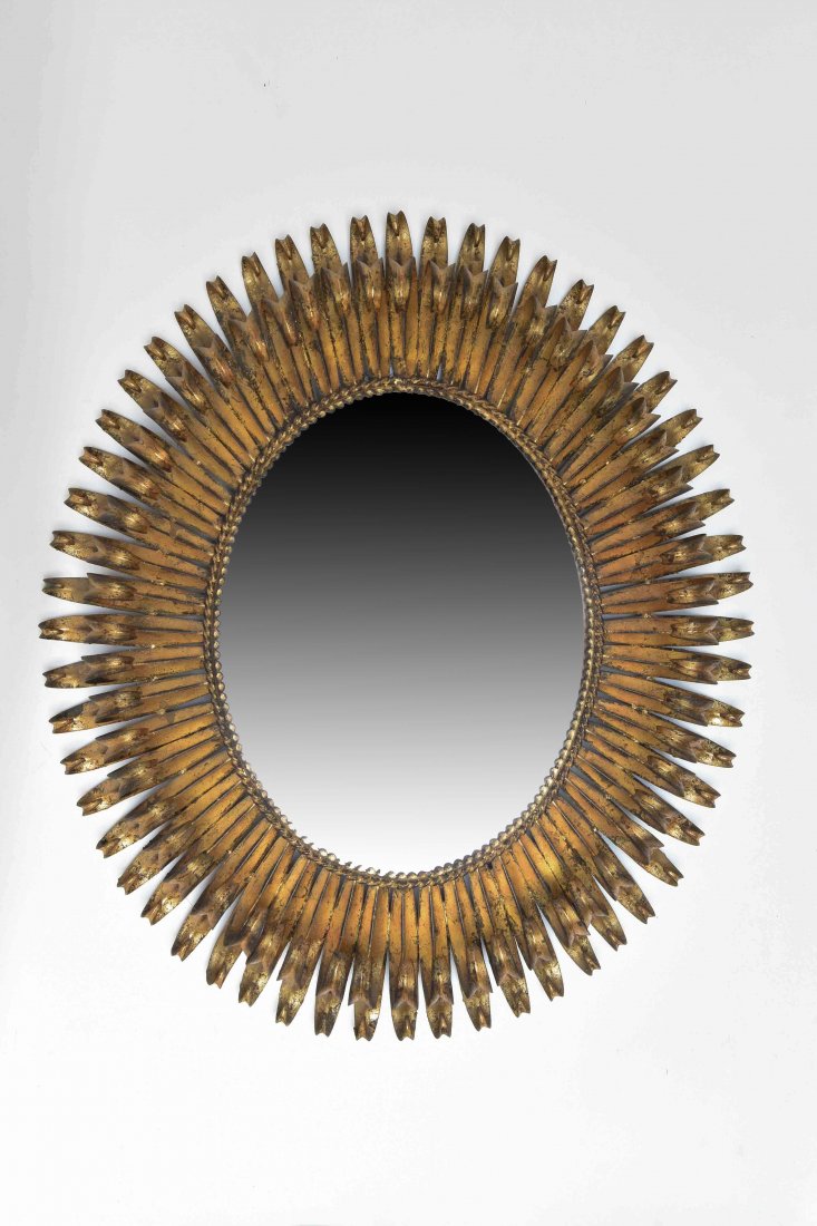 SPANISH GILT METAL OVAL WALL MIRROR (1 of 7)
