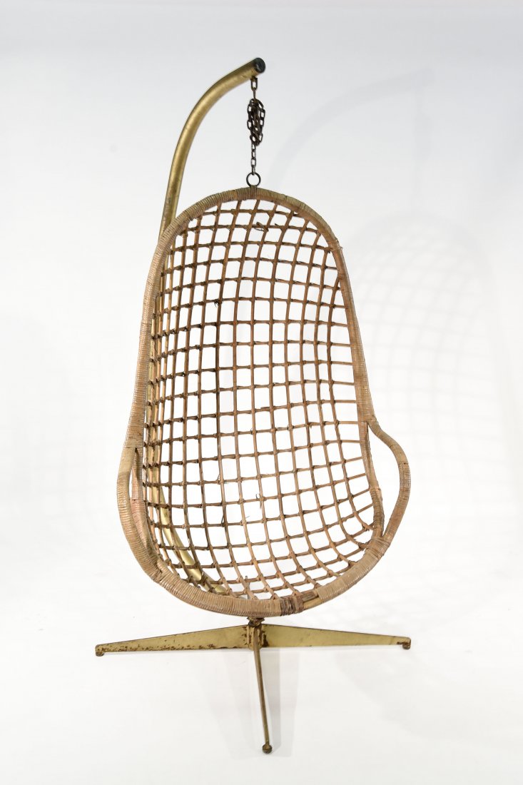 MID-CENTURY RATTAN HANGING EGG CHAIR (1 of 8)